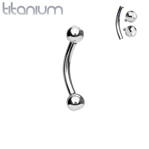 Implant Grade Titanium Internally Threaded Double White Gem Curved Barbell