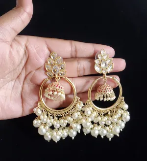 Indo Western Trendy Earring With Gold Plating Hot Pink H40