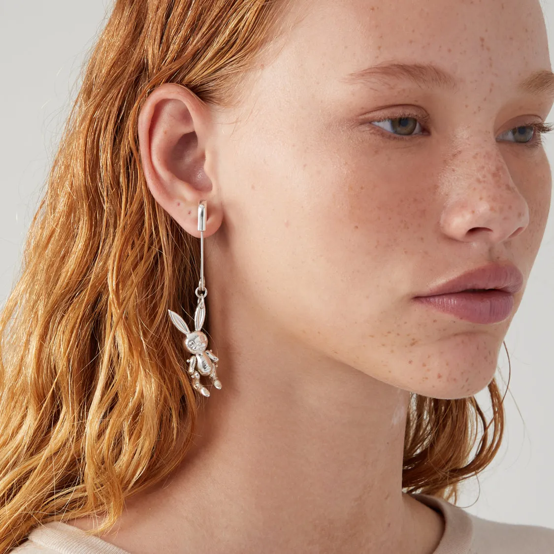 Inflated Bunny Charm Earring