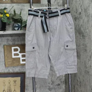 Iron Co. Mens Cargo Khaki Messenger Shorts with Belt L434777