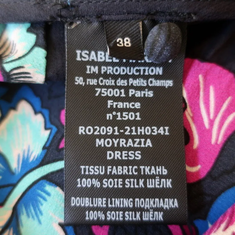 Isabel Marant Maxi Dress Moyrazia Floral Print Silk Size 38 Long Sleeve V-Neck