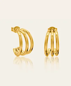 Ivanna Gold Triple Hoop Earrings