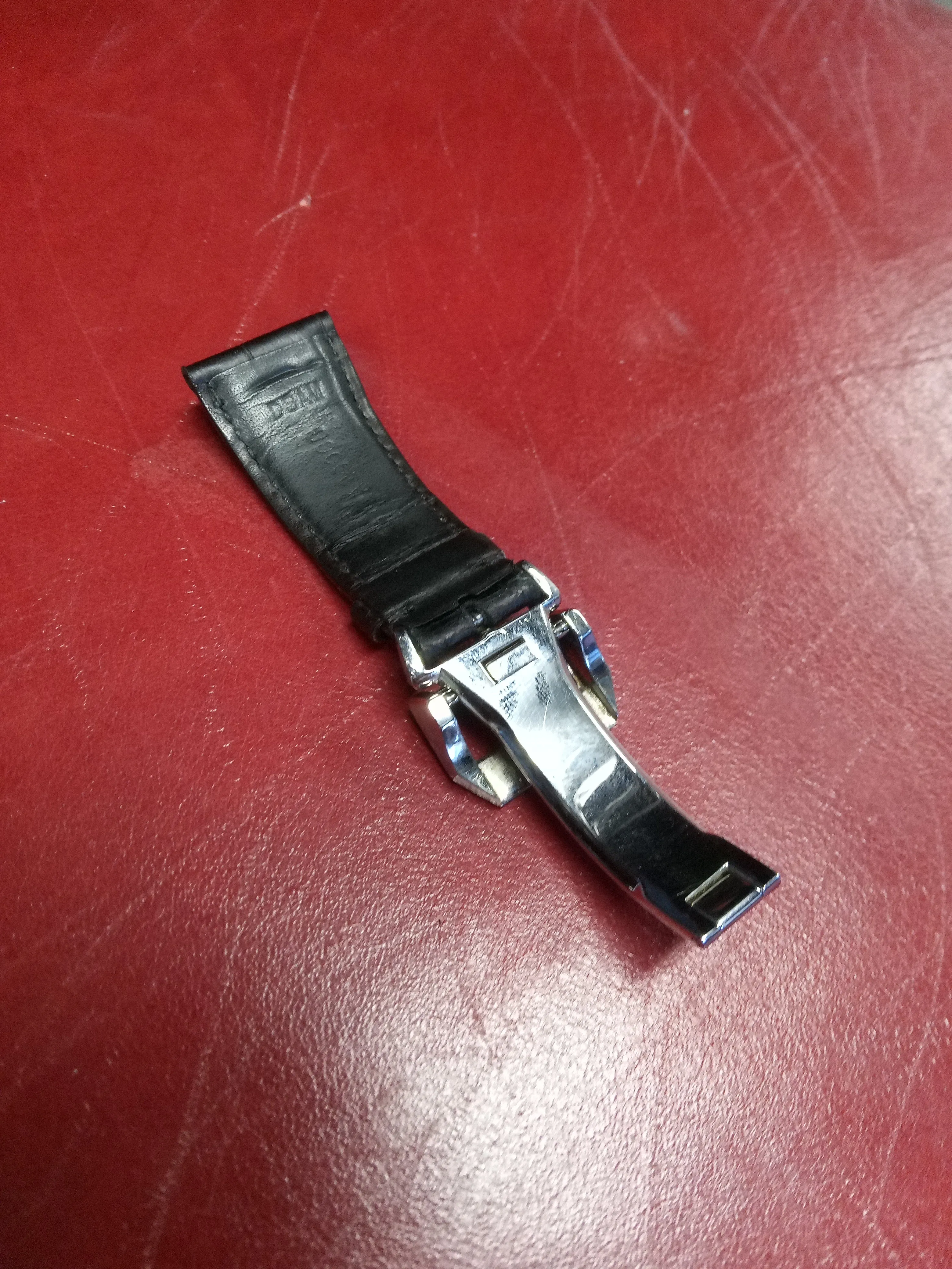 IWC Schaffhausen Watch Strap and Clasp Blue Alligator Leather Worn