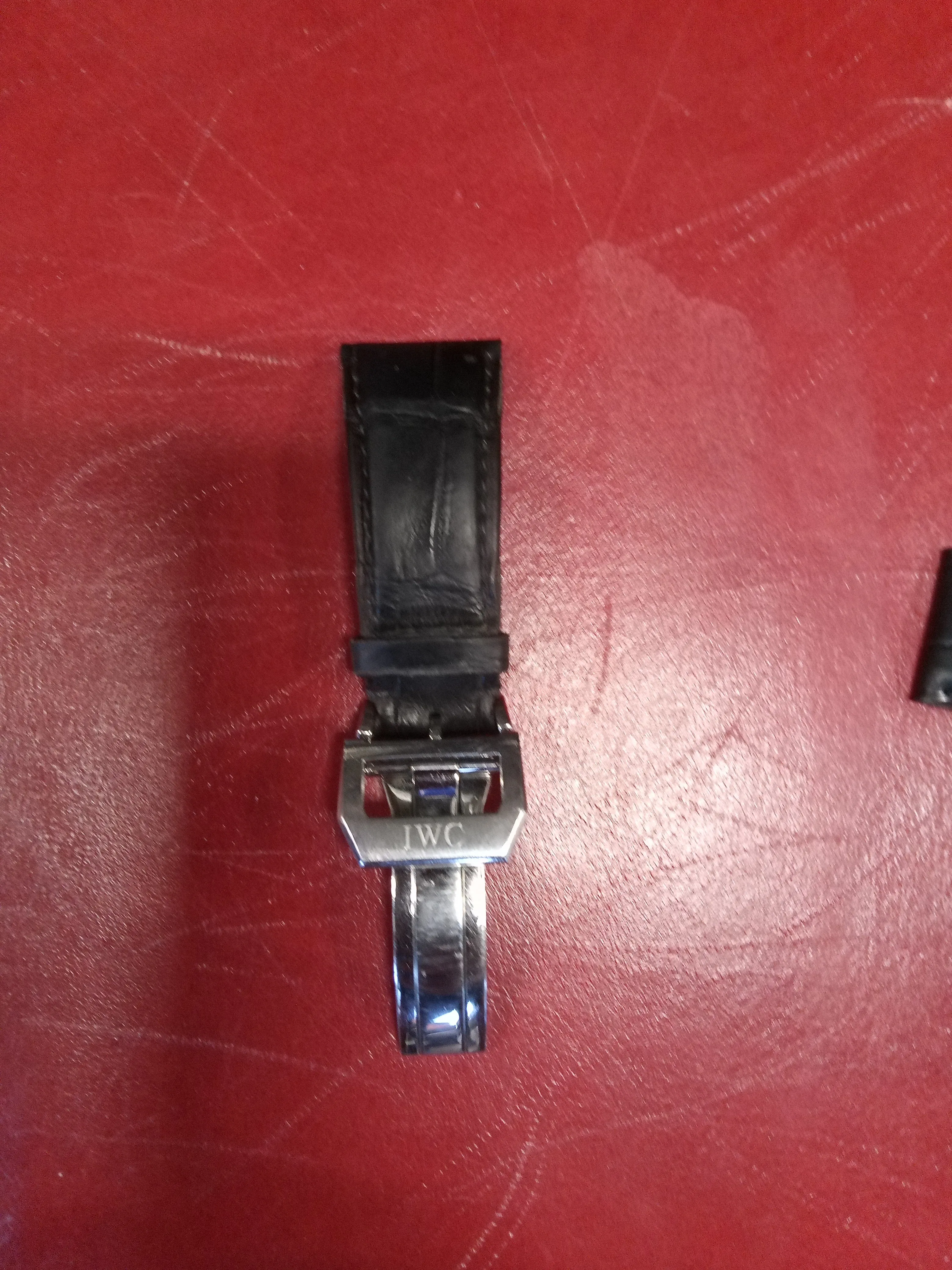 IWC Schaffhausen Watch Strap and Clasp Blue Alligator Leather Worn