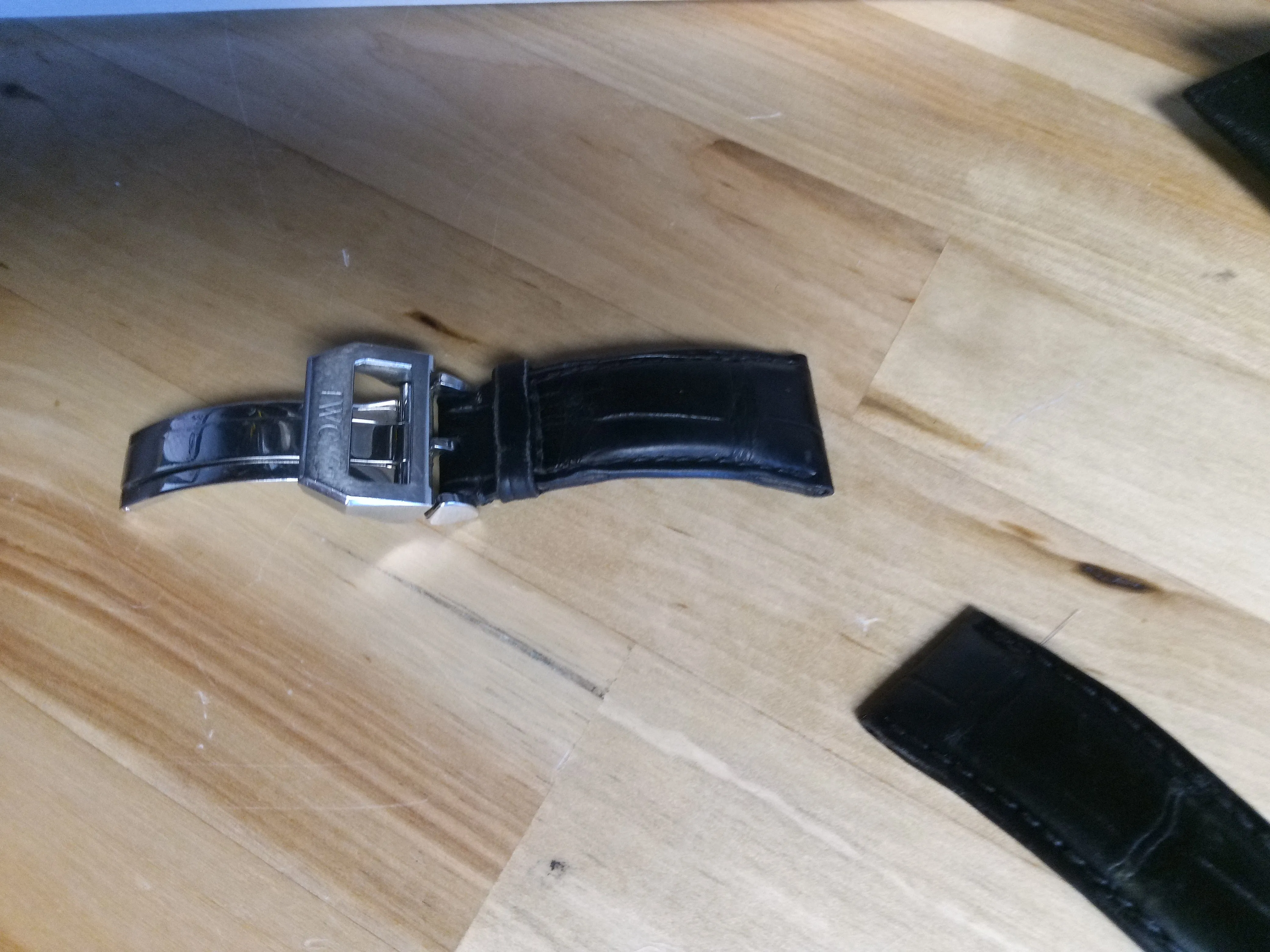 IWC Schaffhausen Watch Strap and Clasp Blue Alligator Leather Worn