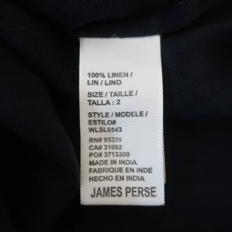 James Perse Military Shirt Dress Navy Linen Size 2 Long Sleeve Mini