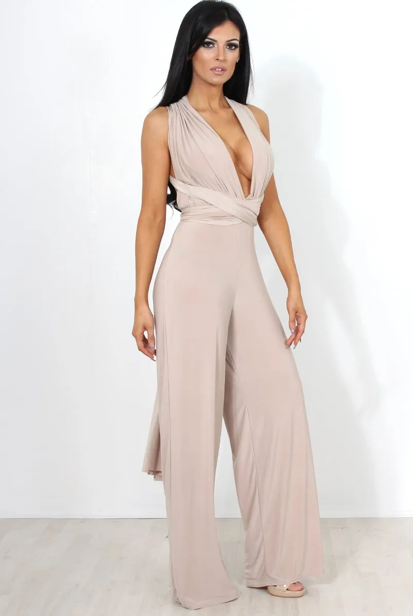 Jano Nude Deep V Plunge Jumpsuit