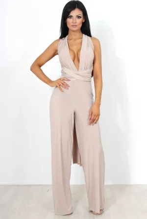 Jano Nude Deep V Plunge Jumpsuit