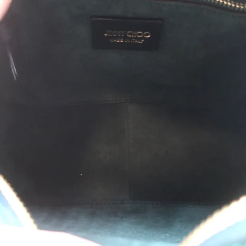 Jimmy Choo Varenne Small Bowling Bag Green Suede & Black Leather Crossbody