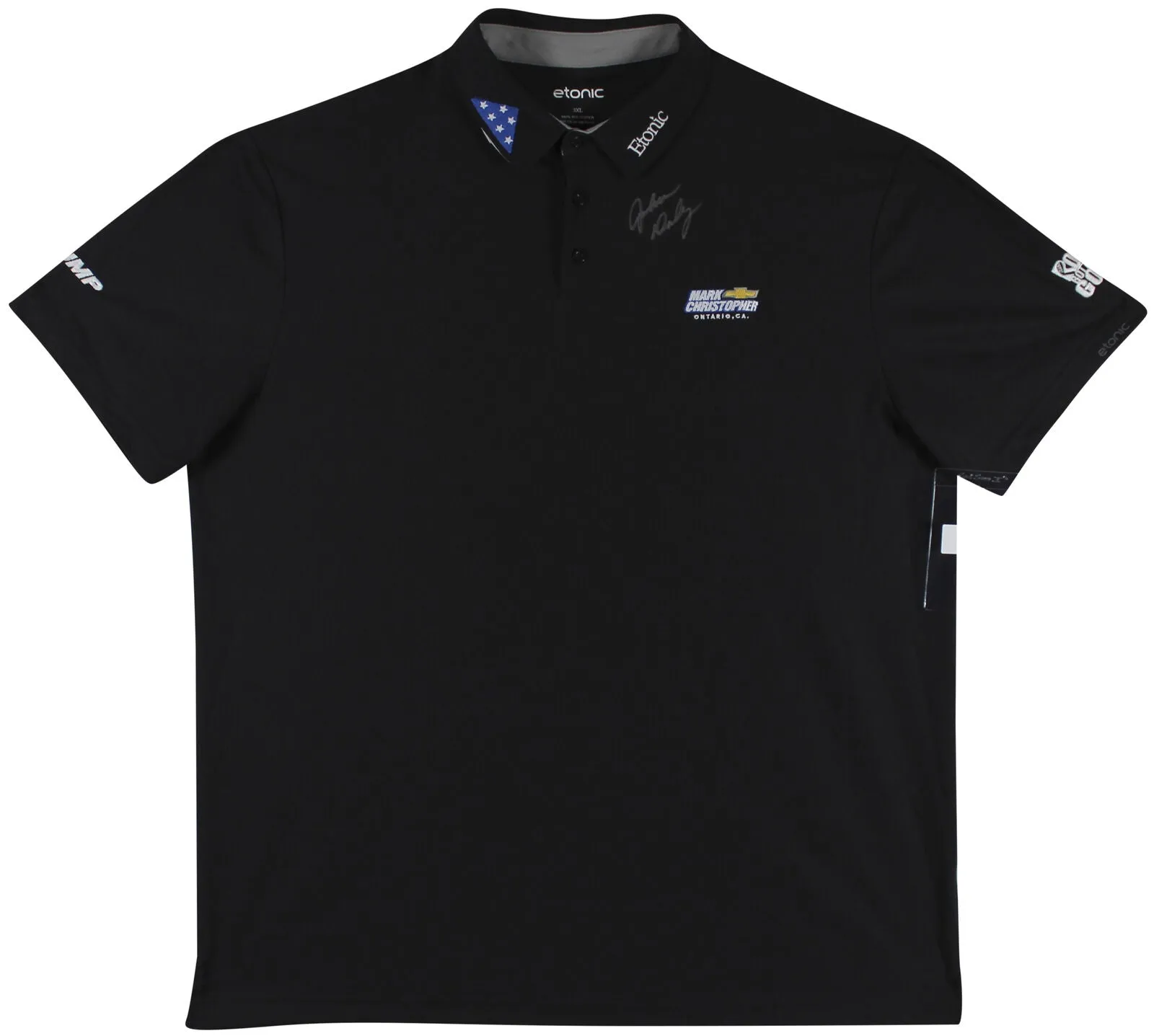 John Daly Signed Match Worn Black Folds Of Honor Etonic Polo Shirt BAS #BH00354