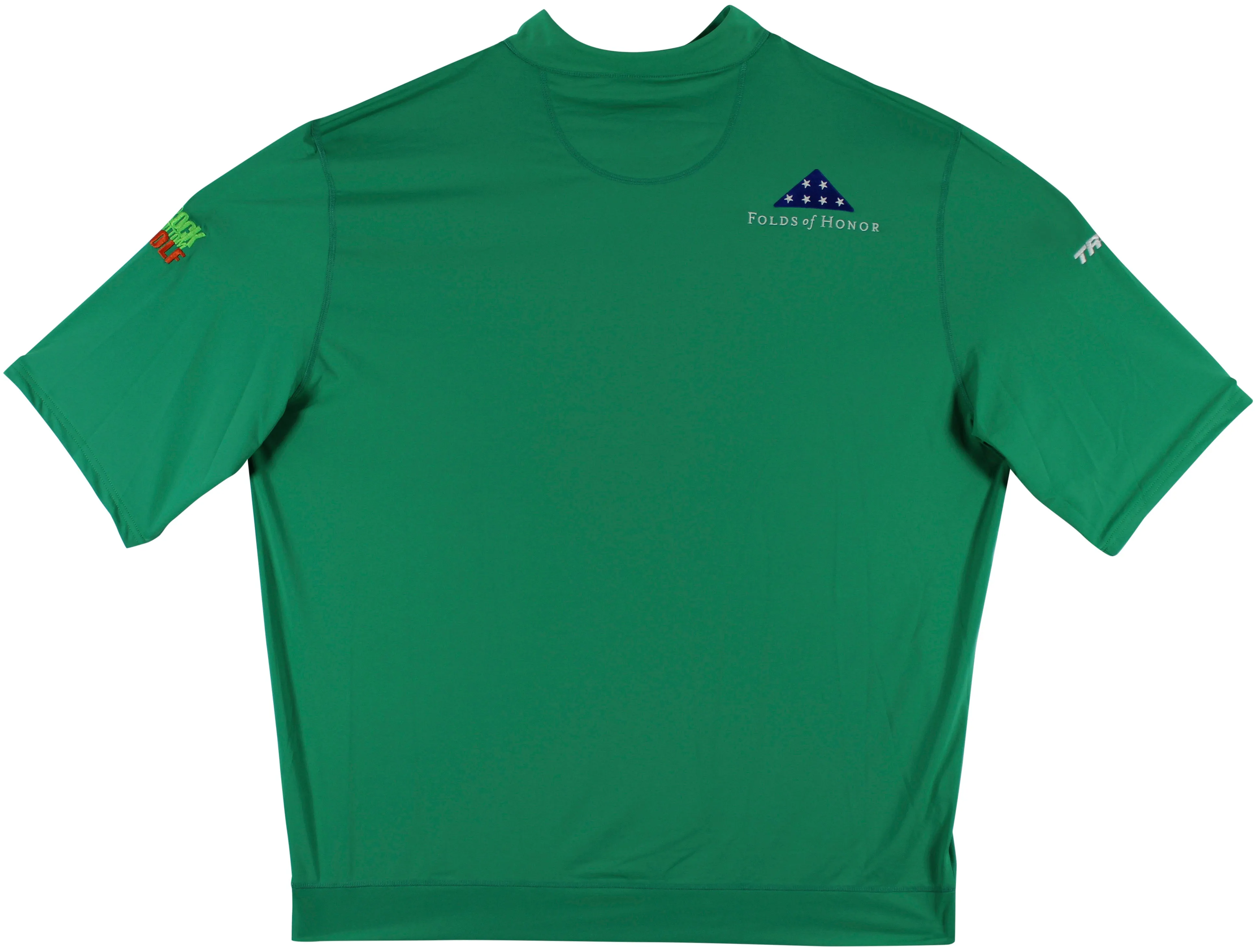 John Daly Signed Match Worn Green Folds of Honor Quarter Zip Shirt BAS #BH00322