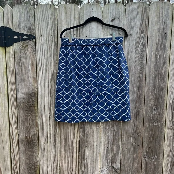 Katherine Way Blue and White Pull On Skirt Sz Large