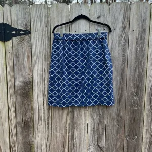 Katherine Way Blue and White Pull On Skirt Sz Large