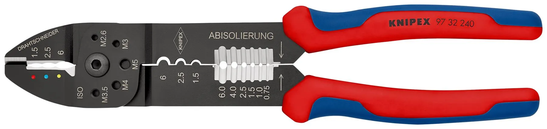 KNIPEX Crimping Pliers Wire Strippers for Non and Insulated Terminals 240mm Multi Component Grips 97 32 240 SB