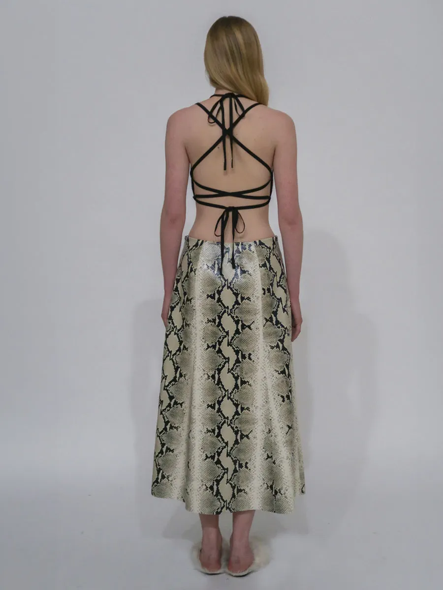 LACE UP BIB TOP - EMBOSSED PYTHON