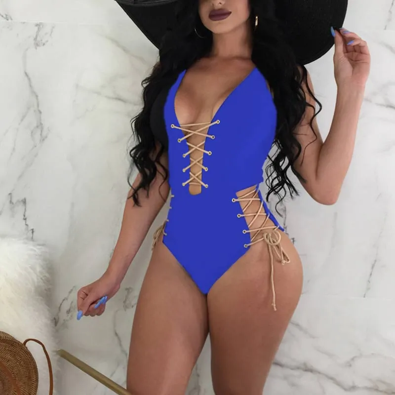 Lace Up One Pieces Bikini Sexy Beachwear