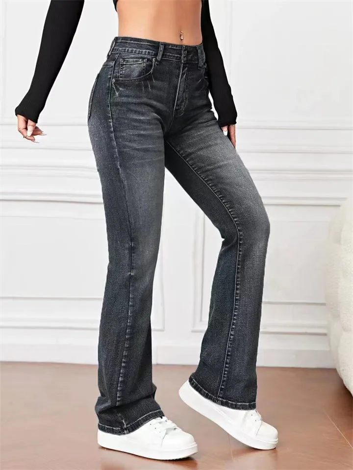 Ladies Trendy Slimming High-rise Bootcut Jeans