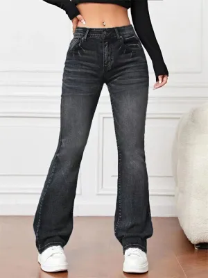 Ladies Trendy Slimming High-rise Bootcut Jeans