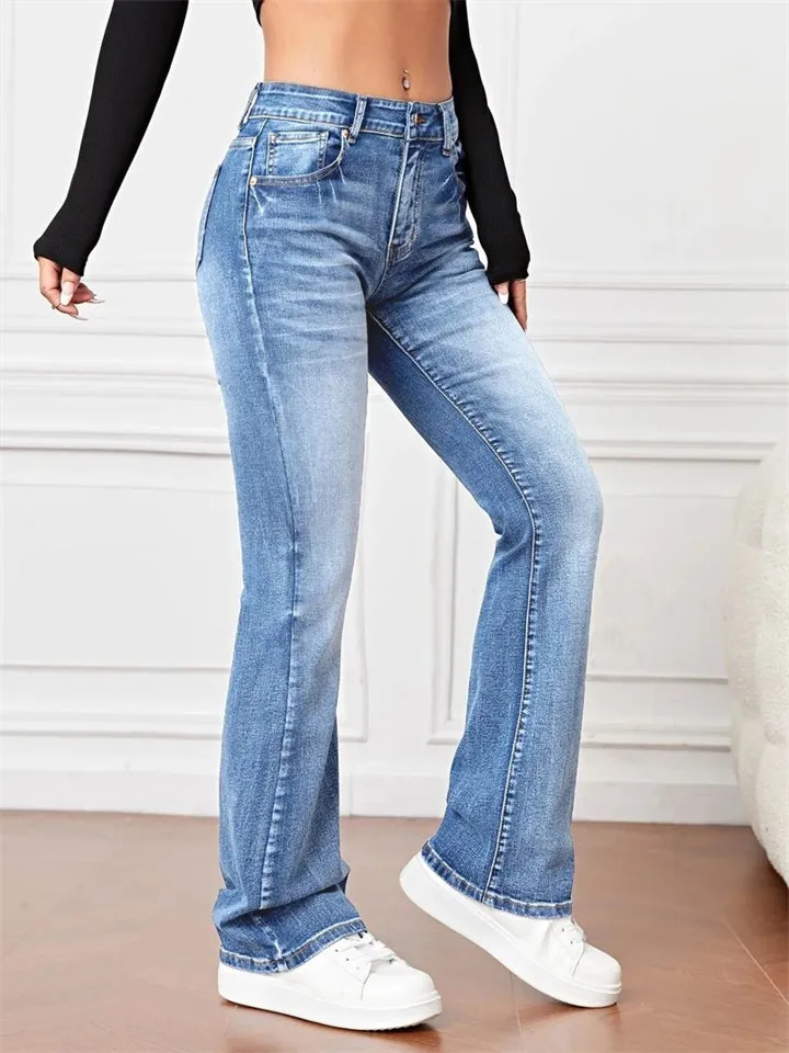 Ladies Trendy Slimming High-rise Bootcut Jeans