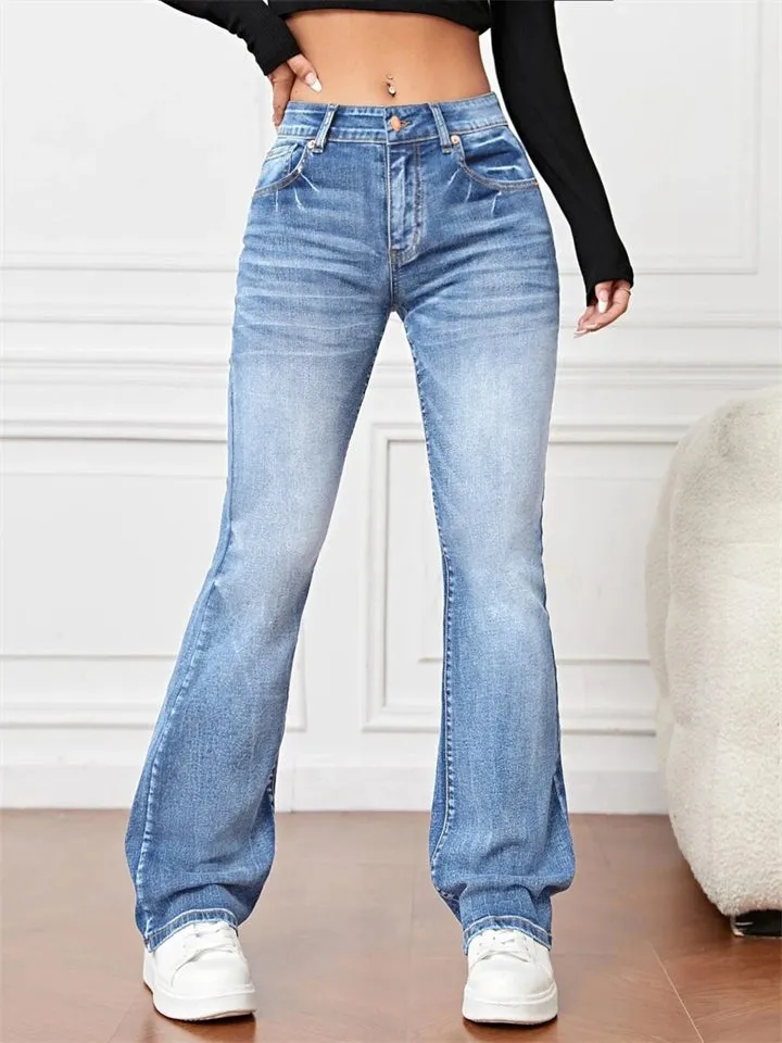 Ladies Trendy Slimming High-rise Bootcut Jeans