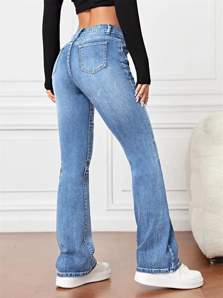 Ladies Trendy Slimming High-rise Bootcut Jeans