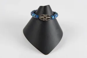 Lapis with pave diamond bead