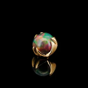 Large Multicolor Dark Opal in Yellow Gold - 14ga Threaded end