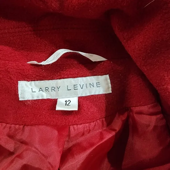 Larry Levine Scarlet Red Wool Blend Button Up Coat with Chic Notch Collar. 12