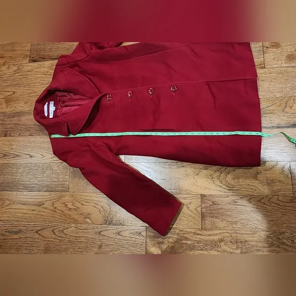 Larry Levine Scarlet Red Wool Blend Button Up Coat with Chic Notch Collar. 12