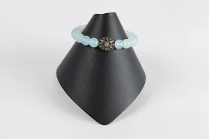 Light blue chalcedony with pave diamond flower