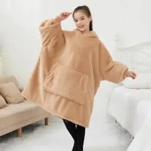 Light-Brown Kids Hodded Blanket