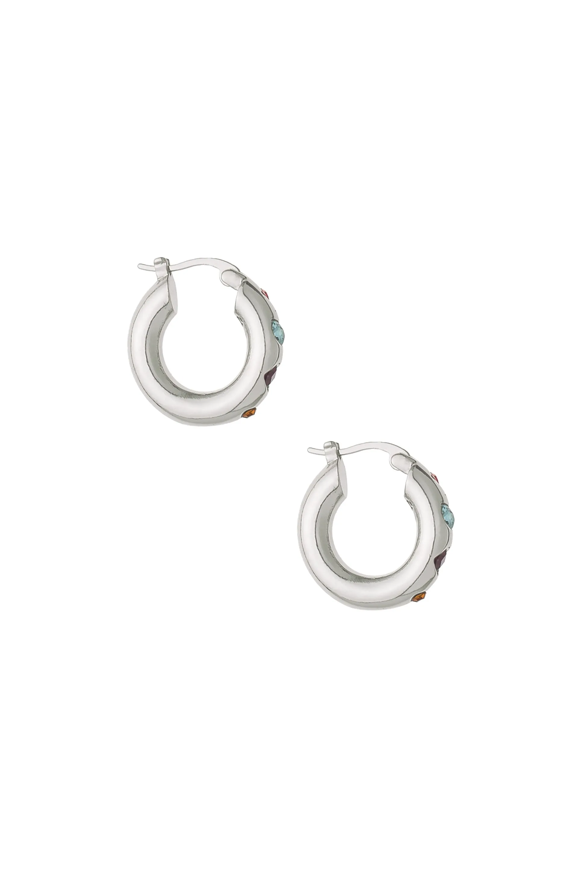 Lively Rainbow Crystal Hoop Earrings