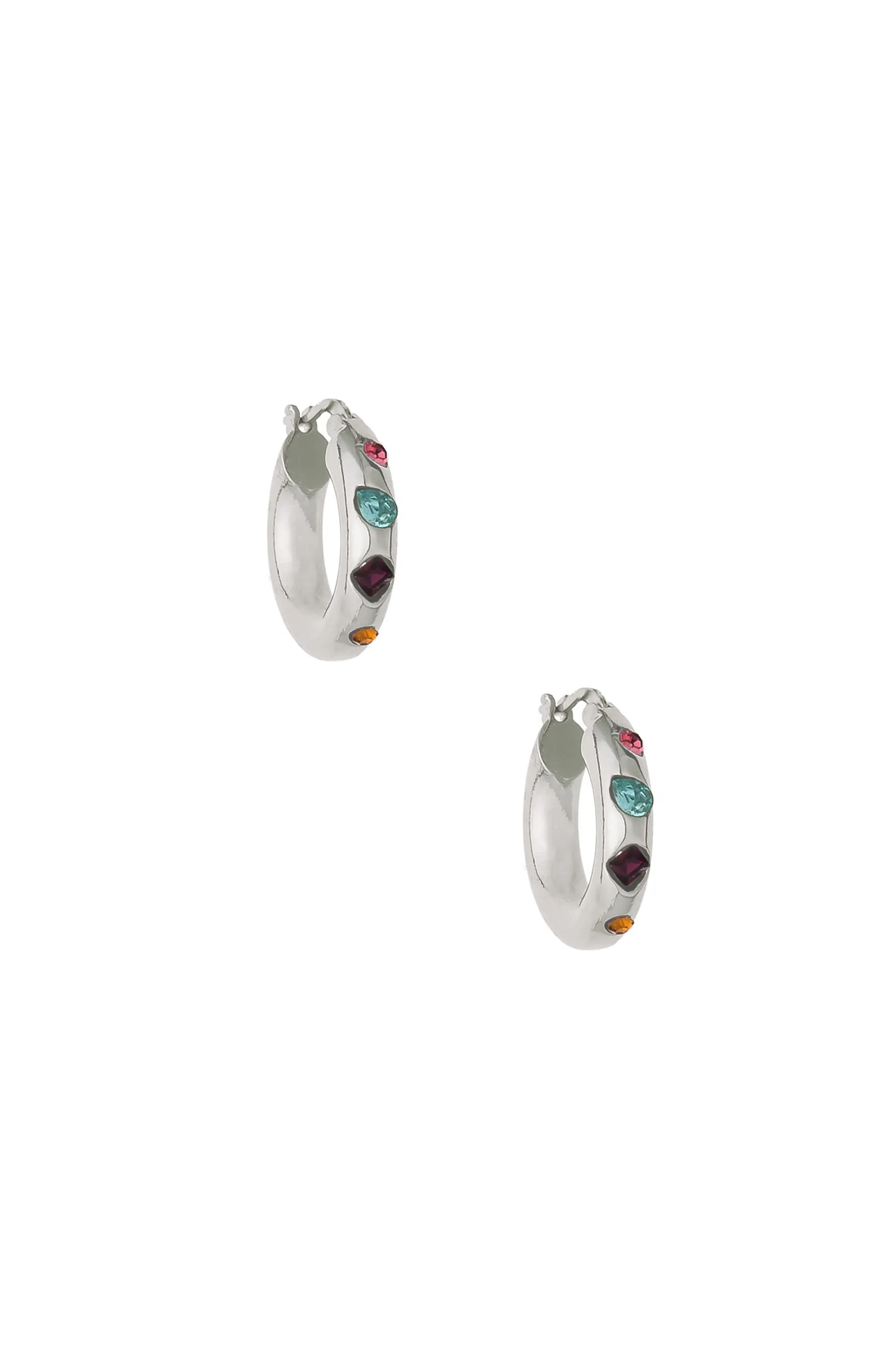 Lively Rainbow Crystal Hoop Earrings