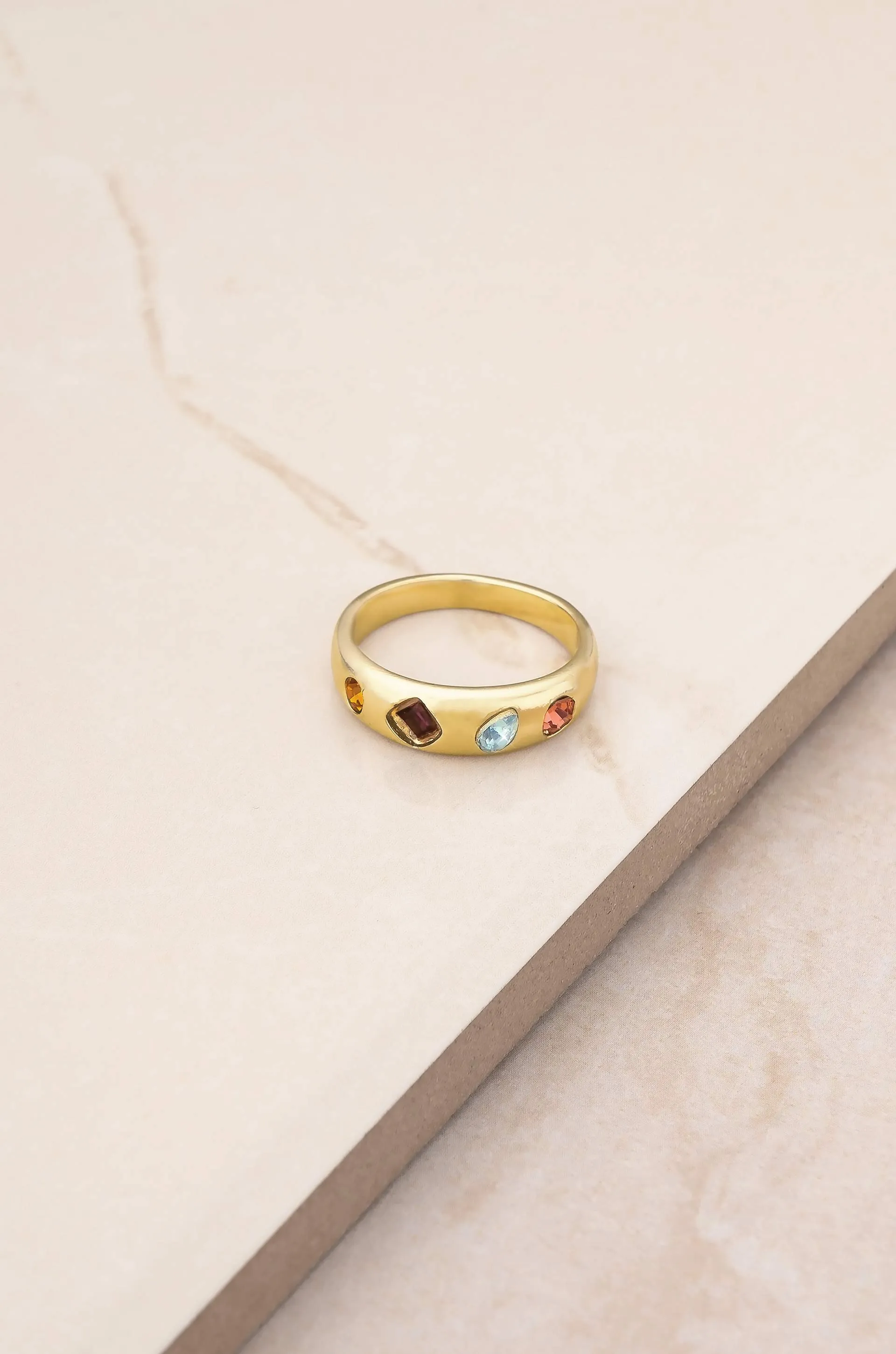 Lively Rainbow Crystal Ring