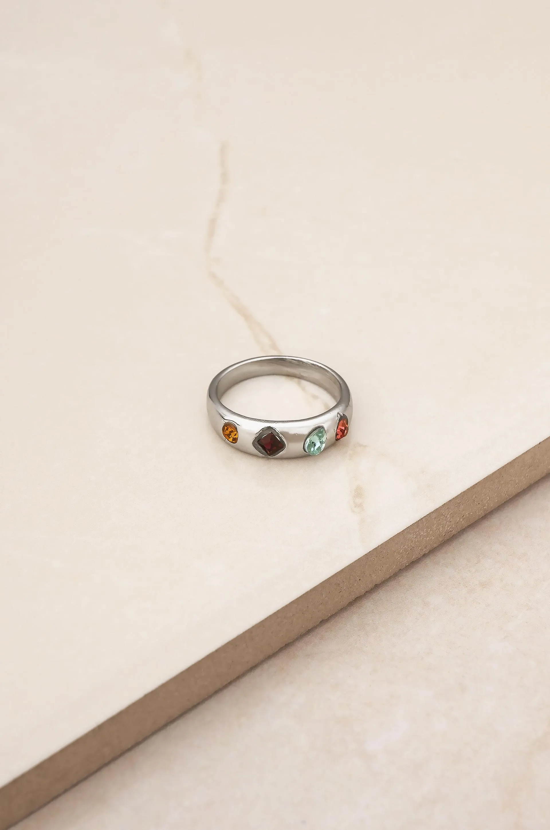 Lively Rainbow Crystal Ring
