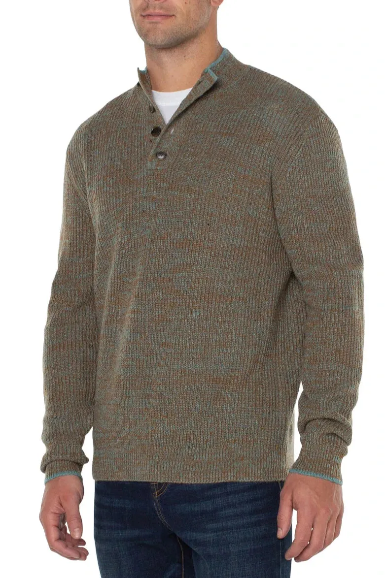 Liverpool Button Mock Neck Sweater