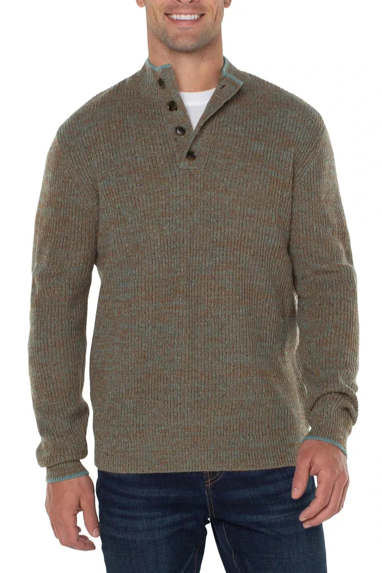 Liverpool Button Mock Neck Sweater