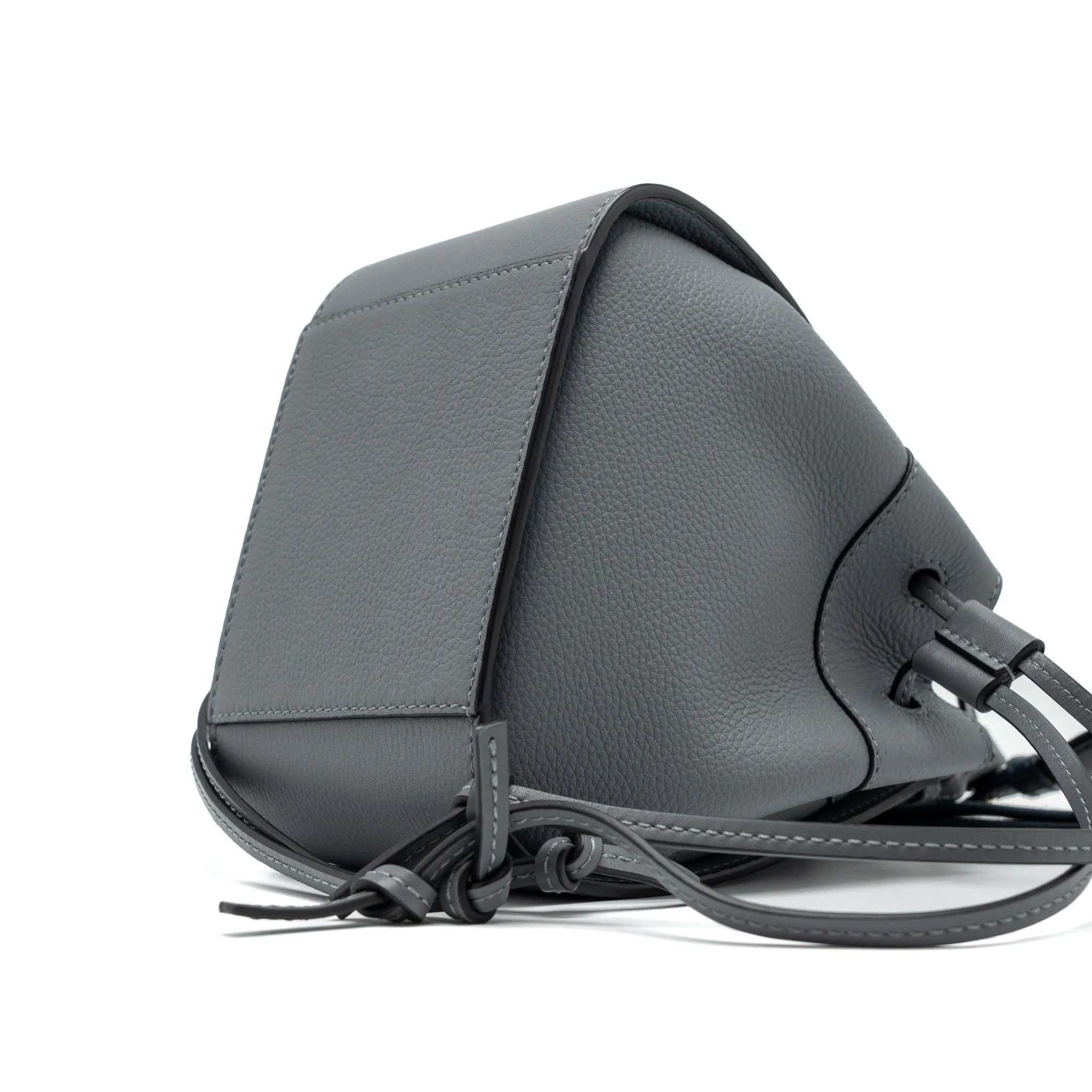 Loewe Mini Hammock Drawstring in Soft Grained Calfskin Asphalt Grey GHW