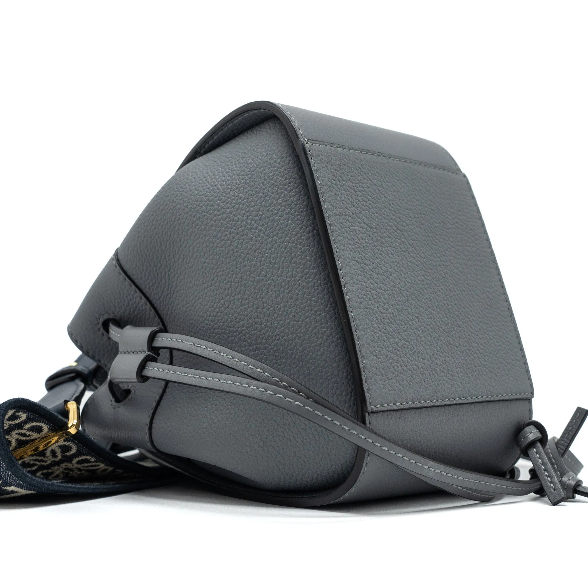 Loewe Mini Hammock Drawstring in Soft Grained Calfskin Asphalt Grey GHW