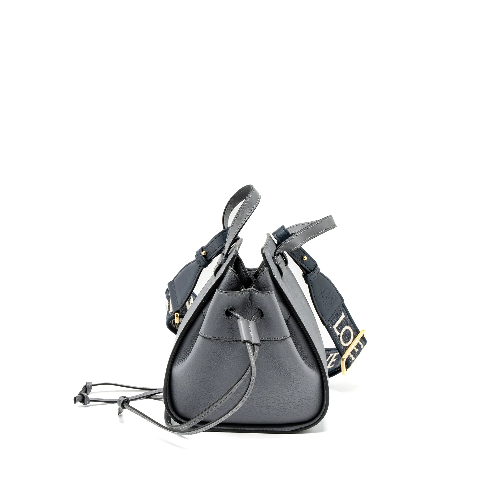 Loewe Mini Hammock Drawstring in Soft Grained Calfskin Asphalt Grey GHW