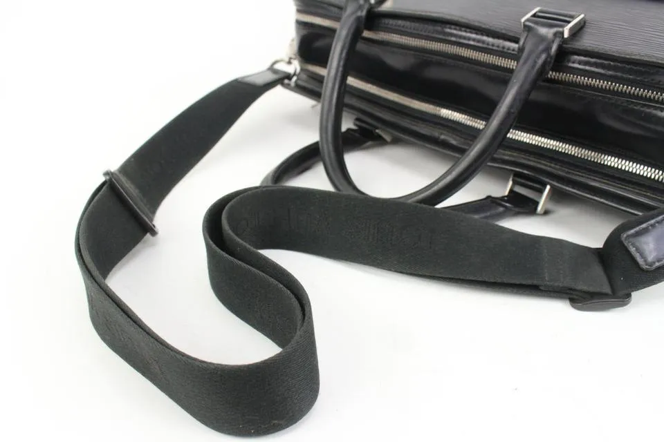 Louis Vuitton Black Epi Leather Noir Basano Messenger 2way Attache 45lk15
