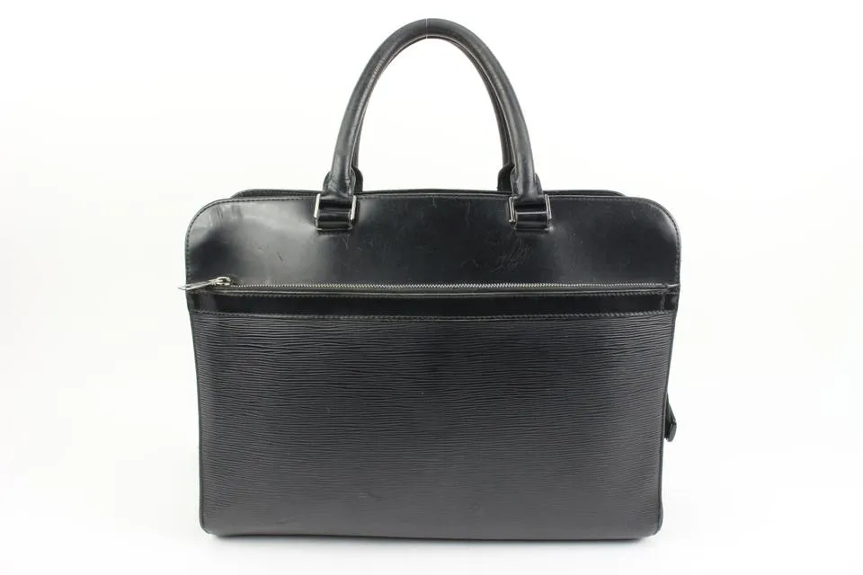 Louis Vuitton Black Epi Leather Noir Basano Messenger 2way Attache 45lk15