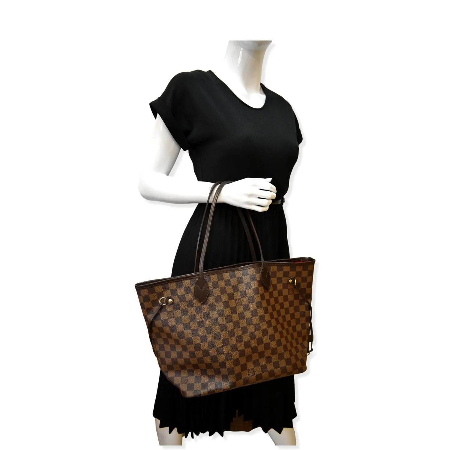 LOUIS VUITTON  Neverfull MM Damier Ebene Tote Bag Brown