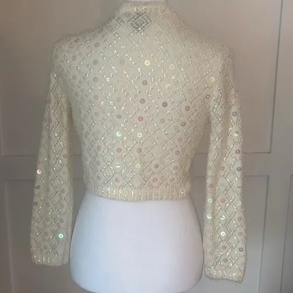 Mac &amp; Jac sequence cream sweater. Absolutely stunning and never worn