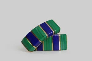 Malachite & Lapis Inlay "Arched" Post Earrings