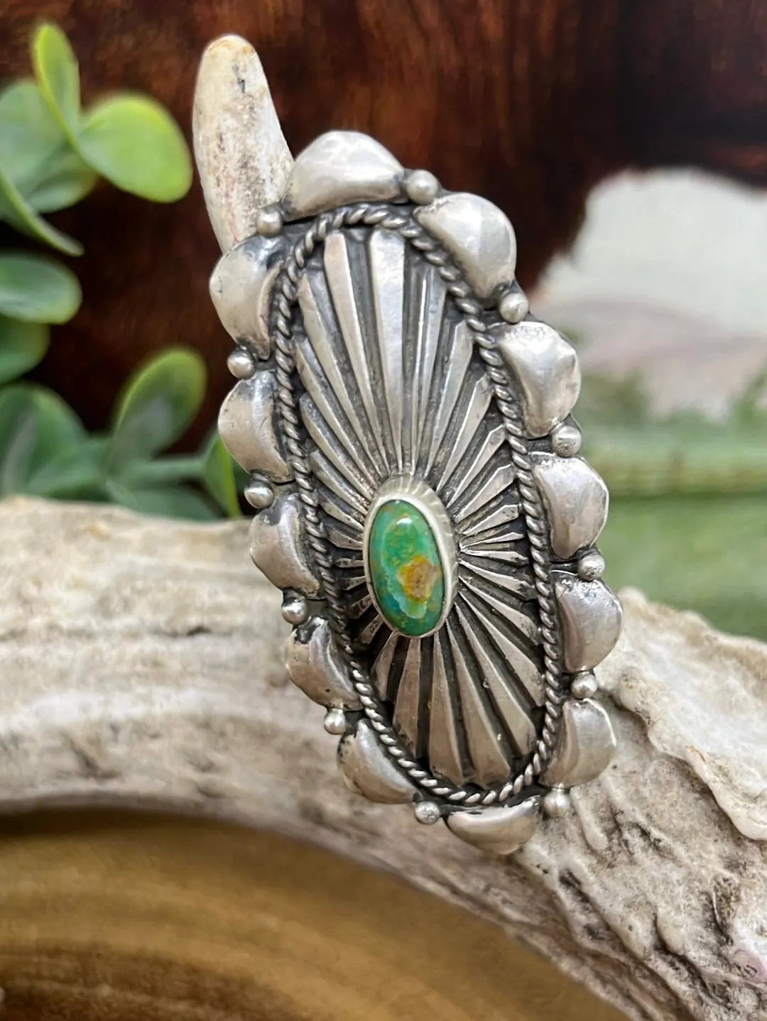 Mandy Oval Turquoise Concho Ring