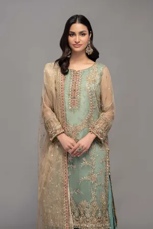 Maria B Sky Blue Embroidered Kameez Salwar Suit Pakistani Party Wear