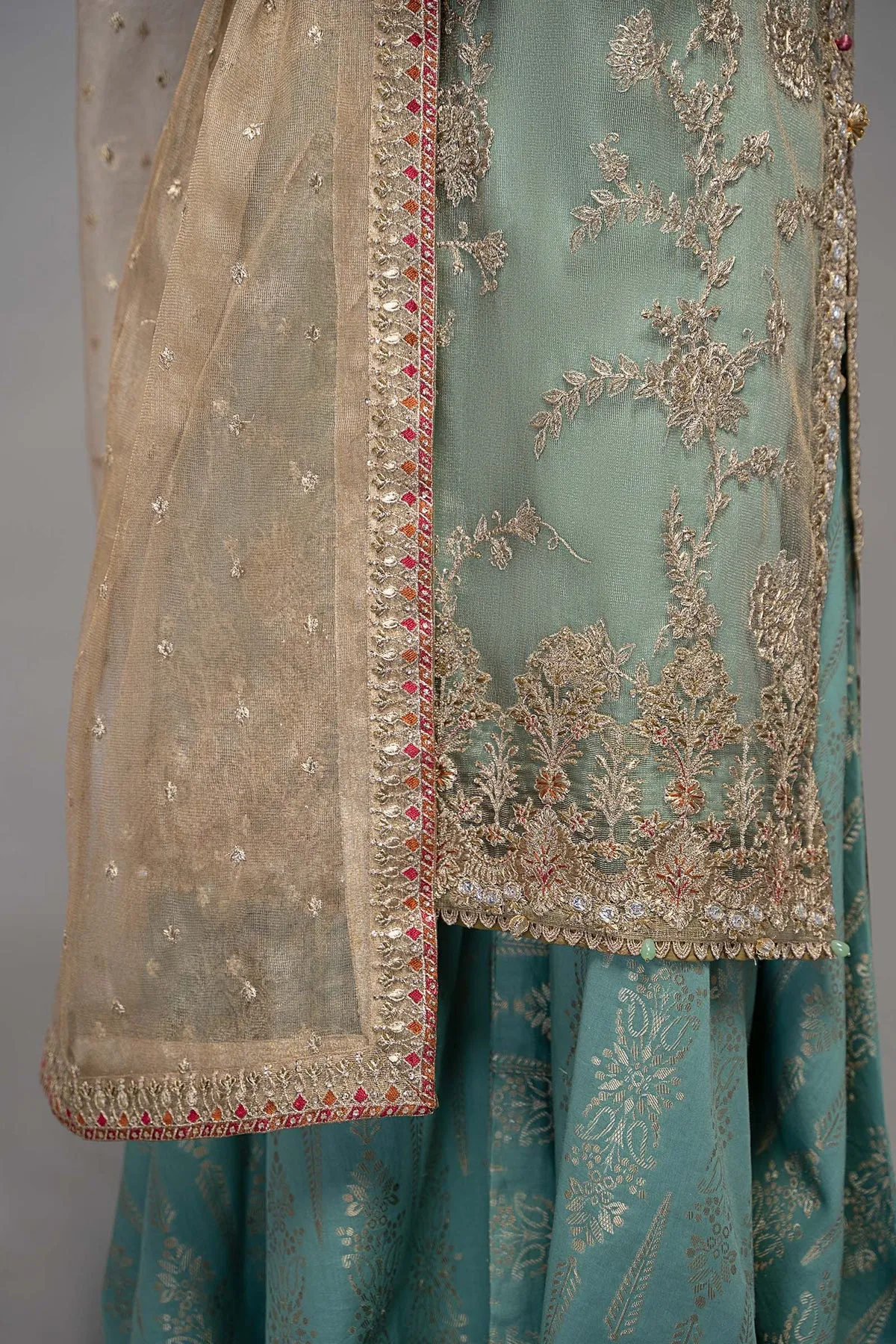 Maria B Sky Blue Embroidered Kameez Salwar Suit Pakistani Party Wear