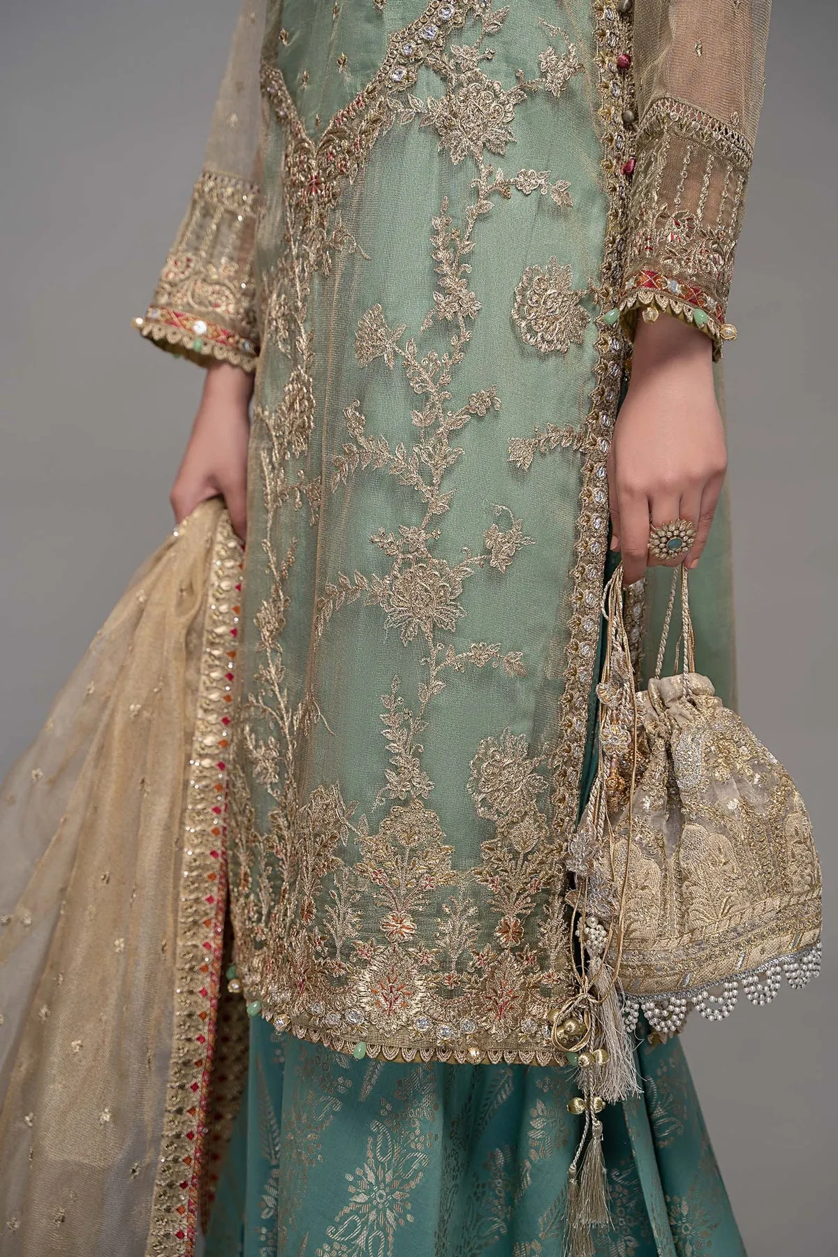 Maria B Sky Blue Embroidered Kameez Salwar Suit Pakistani Party Wear