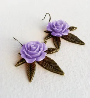 Marijuana Rose Earring - Bronze & Lilac